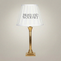 Classical Brass Corinthian Column Table Lamp with Pleated Fabric Shade — Gold
