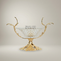 Classical Brass & Crystal Candy Dish - Acanthus Leaf Pedestal with Branch Handles — Gold