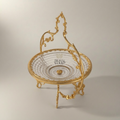 Classical Brass & Crystal Candy Dish - Ornate Foliage Stand — Gold
