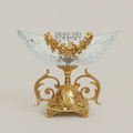 Classical Brass & Crystal Compote Bowl - Floral Scrollwork Pedestal