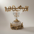 Classical Brass & Crystal Compote Dish - Ornate Floral Crown Rim — Antique Gold