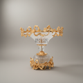 Classical Brass & Crystal Compote Dish - Ornate Floral Crown Rim