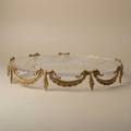 Classical Brass & Glass Oval Centerpiece Tray - Draped Swag Ornament — Antique Gold