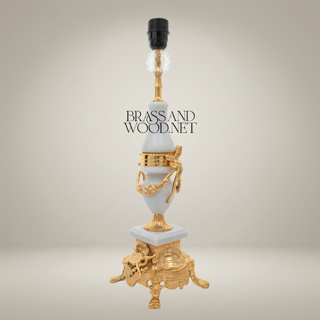 Classical Brass & Marble Urn Table Lamp - Louis XVI Ornate Footed Base