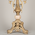 Classical Brass Table Lamp with Marble Accent & Floral Sculpted Base — Antique Gold