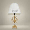 Classical Brass Urn Table Lamp with Crystal Sphere & Ornate Swan Handles — Gold