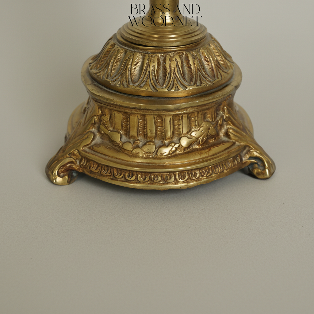 Classical Crystal Bonbonniere with Brass Rosette Base & Lidded Globe Body — Antique Gold