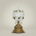 Classical Crystal Bonbonniere with Brass Rosette Base & Lidded Globe Body — Antique Gold
