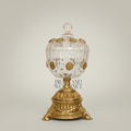 Classical Crystal Bonbonniere with Brass Rosette Base & Lidded Globe Body — Gold