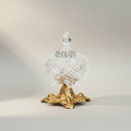 Classical Crystal Bonbonniere with Ornate Brass Pedestal Base — Gold