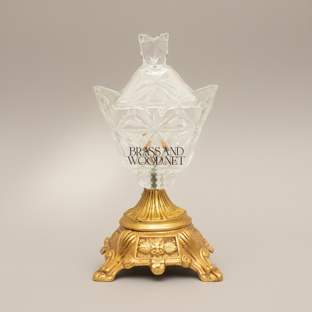 Classical Crystal Bonbonniere with Ornate Lotus Petal Base