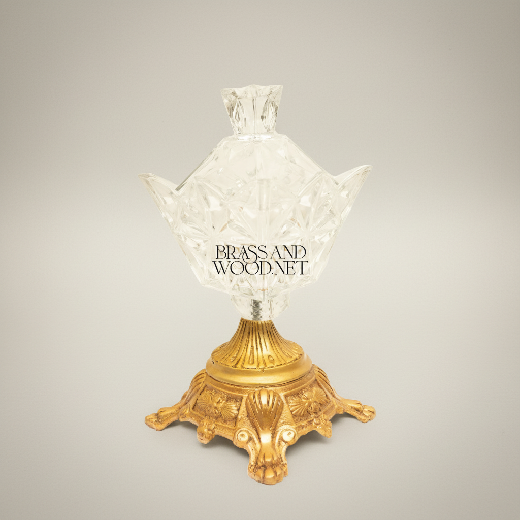 Classical Crystal Bonbonniere with Ornate Lotus Petal Base