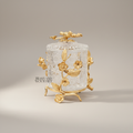 Classical Crystal & Brass Bonbonniere with Birds & Floral Branch Frame — Gold