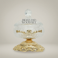 Classical Crystal & Brass Bonbonniere with Ornate Filigree Pedestal — Gold