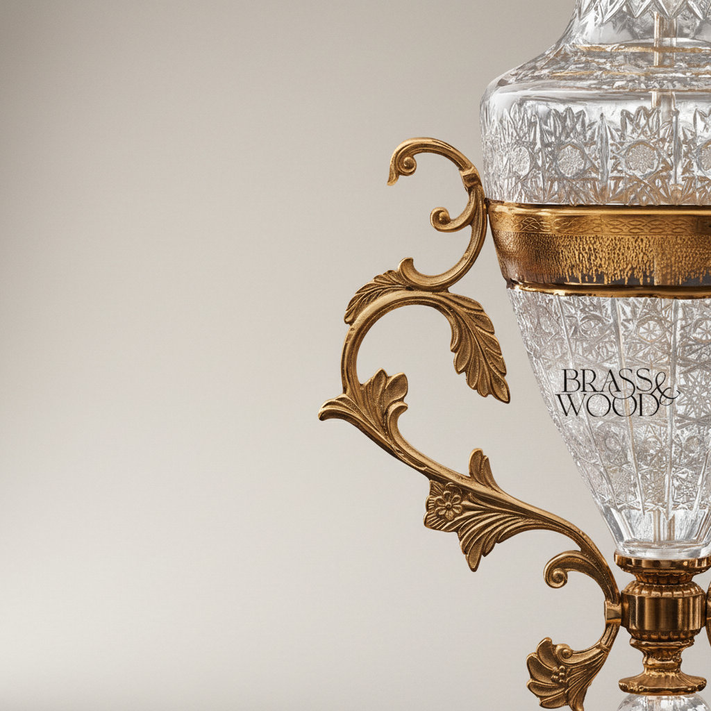 Classical Crystal & Brass Candelabra Table Lamp - 3-Arm Urn Body with Crystal Pendants — Gold