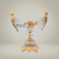 Classical Crystal & Brass Centerpiece Bowl with Figural Handles — Gold