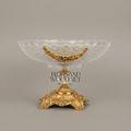 Classical Crystal & Brass Compote Bowl with Ornate Scrolled Base — Gold