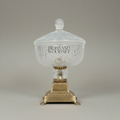 Classical Crystal & Brass Footed Candy Dish - Ornate Lidded Bonbonniere — Antique Gold