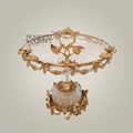 Classical Crystal & Brass Pedestal Candy Dish - Floral Swag & Sphere Base — Gold