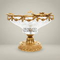 Classical Crystal & Brass Pedestal Candy Dish - Floral Garland Rim