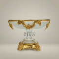 Classical Crystal & Brass Pedestal Candy Dish - Floral Garland Square Bowl