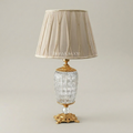 Classical Crystal & Brass Table Lamp - Star-Cut Body with Ornate Foliage Base — Gold