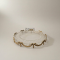 Classical Crystal & Brass Tray with Draped Swag Legs - 34cm Round — Antique Gold