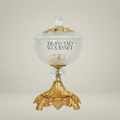 Classical Crystal Candy Dish with Floral Brass Stem & Ornate Base — Gold
