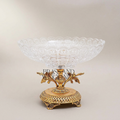Classical Crystal Compote Dish with Ornate Brass Pedestal & Acanthus Stem