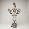 Classical Crystal Urn Candelabra Table Lamp - 5-Arm Ornate Brass & Crystal — Silver