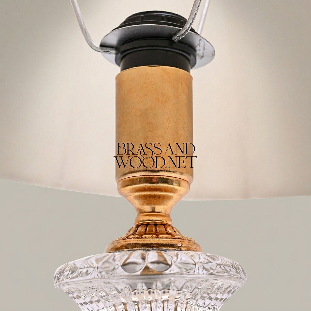 Classical Crystal Urn Table Lamp with Brass Acanthus Base & Pleated Shade