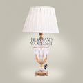 Classical Crystal Urn Table Lamp with Brass Acanthus Base & Pleated Shade — Gold