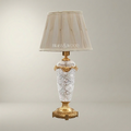 Classical Crystal Urn Table Lamp with Brass Foliage Collar & Cream Fabric Shade — Gold