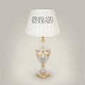 Classical Crystal Urn Table Lamp with Brass Garland & Pleated Shade — Gold