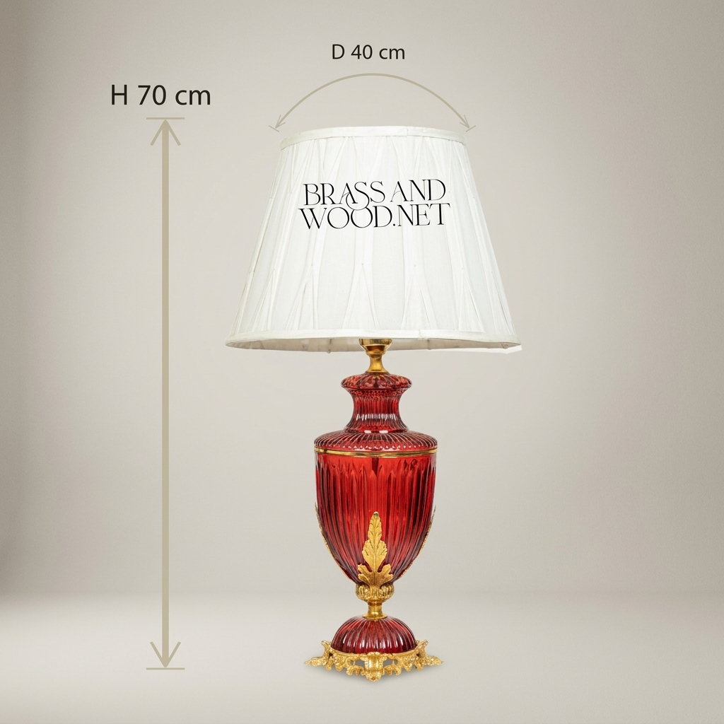 Classical Crystal Urn Table Lamp - Ribbed Vase with Ornate Brass Base
