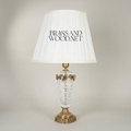 Classical Cut Crystal & Brass Table Lamp - Vase Body with Pleated Shade — Antique Gold