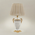 Classical Cut Crystal Urn Table Lamp with Ornate Brass Base & Cream Pleated Shade — Gold