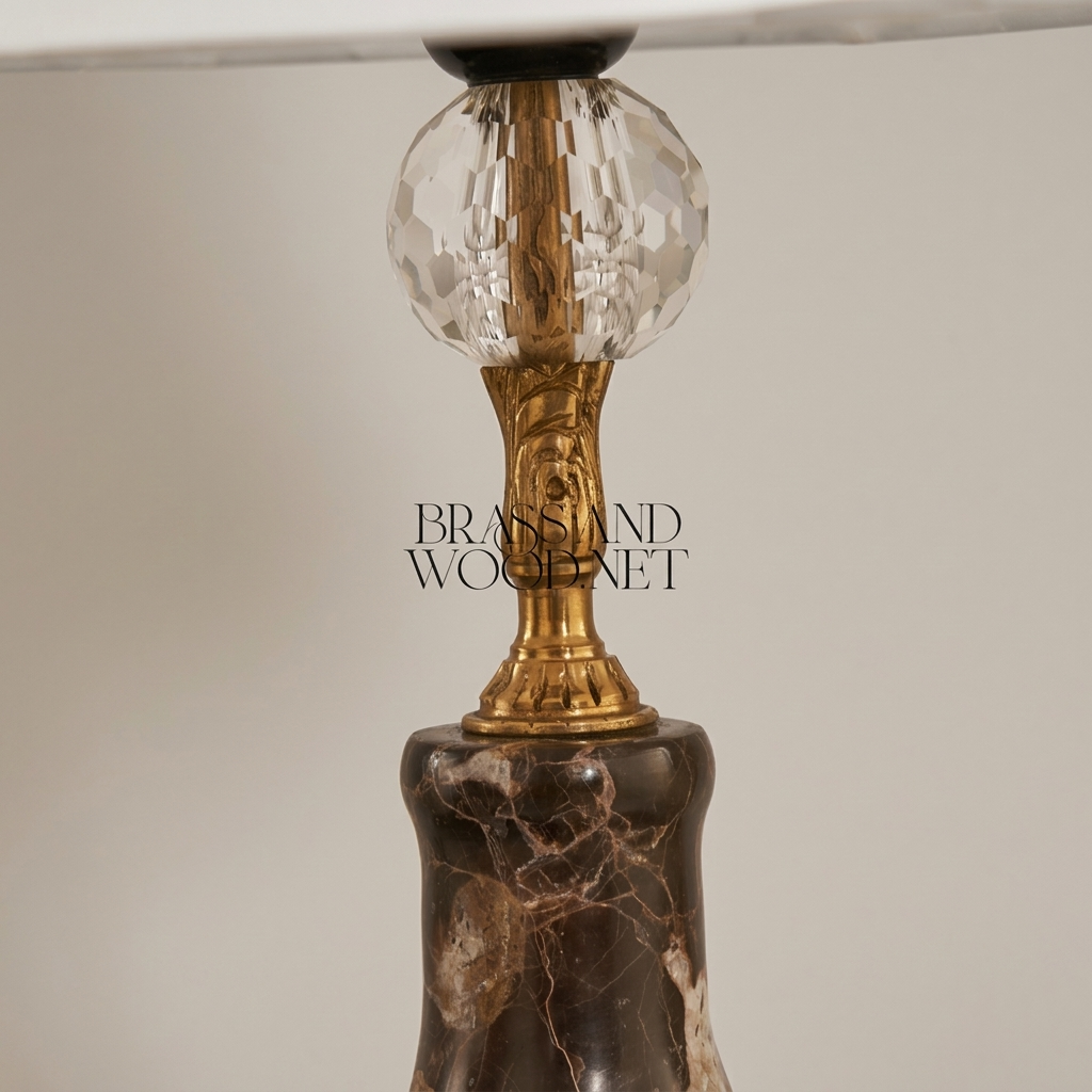 Classical Emperador Marble & Brass Table Lamp - Ornate Urn Base — Antique Gold