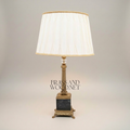 Classical Empire Brass & Marble Table Lamp - Fluted Column with Crystal Accent — Antique Gold