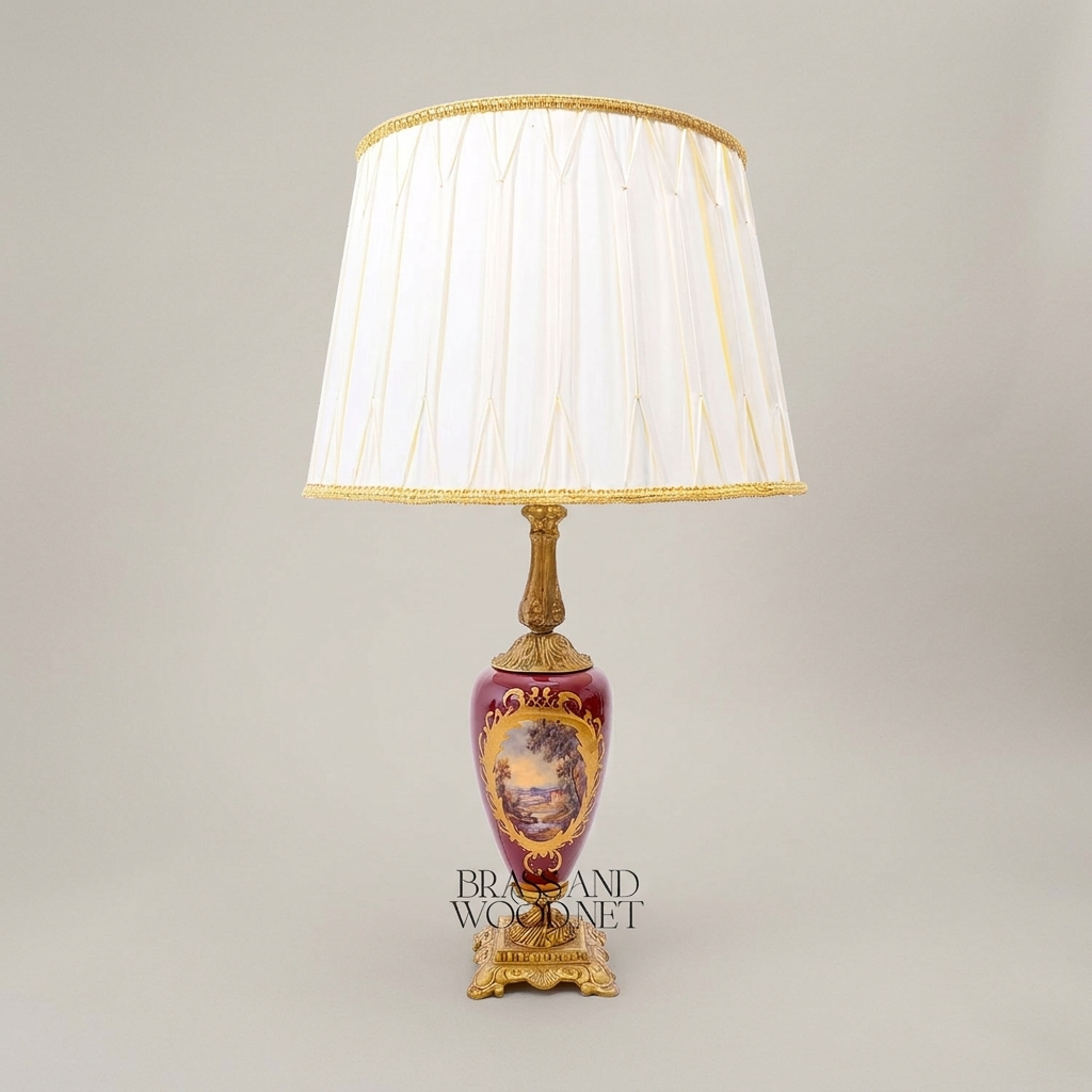 Classical Painted Ceramic Table Lamp - Floral Medallion Urn Base — Antique Gold