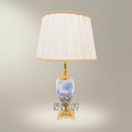 Classical Porcelain Table Lamp - Hand-Painted Romantic Scene with Ornate Brass Base — Gold
