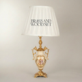 Classical Rococo Brass & Ceramic Table Lamp - Floral Hand-Painted Urn Base — Gold
