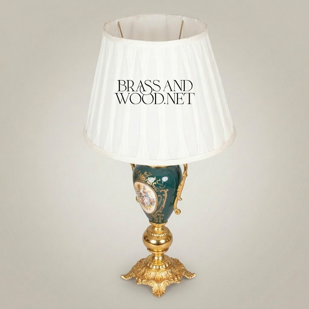 Classical Rococo Ceramic Urn Table Lamp - Hand-Painted Floral Medallion