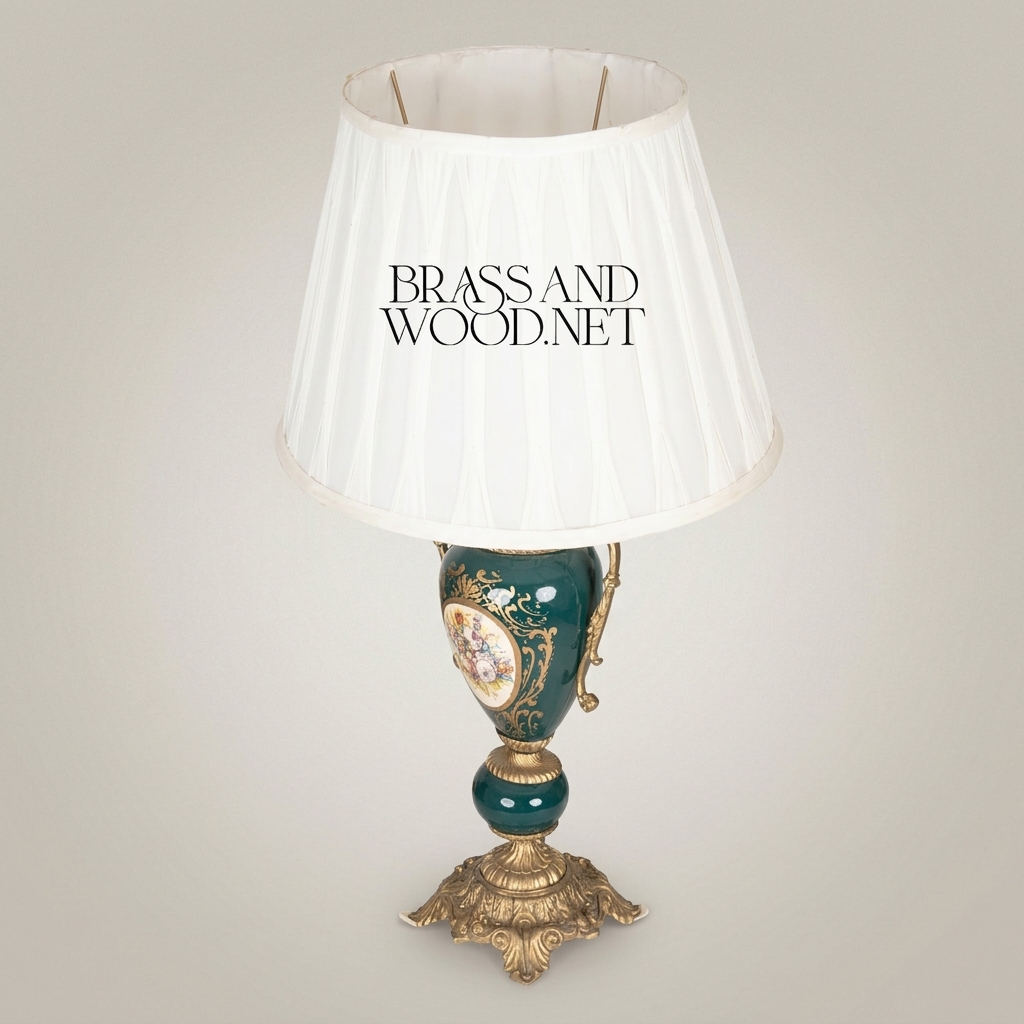 Classical Rococo Ceramic Urn Table Lamp - Hand-Painted Floral Medallion — Antique Gold