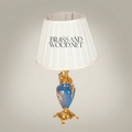 Classical Sèvres-Style Porcelain Urn Table Lamp - Blue Floral with Ornate Brass Handles — Gold