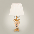 Classical Urn Ceramic Table Lamp with Brass Scrollwork Handles & Pleated Shade — Gold