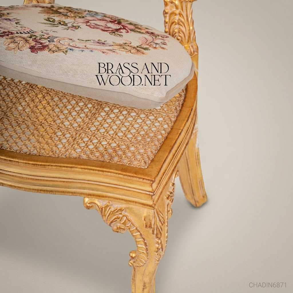 Brass & Wood Rococo Gold Dining Chair
