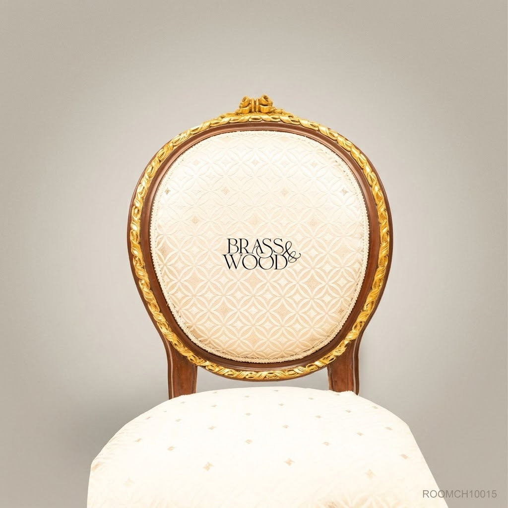 Brass & Wood Louis XV Medallion Dining Chair