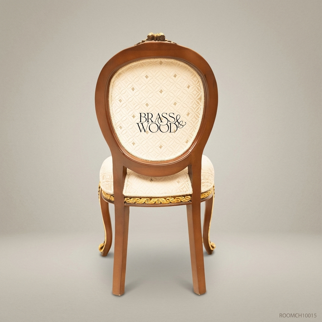 Brass & Wood Louis XV Medallion Dining Chair