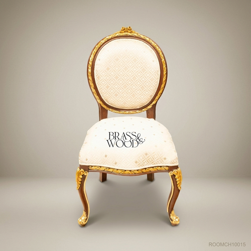 Brass & Wood Louis XV Medallion Dining Chair